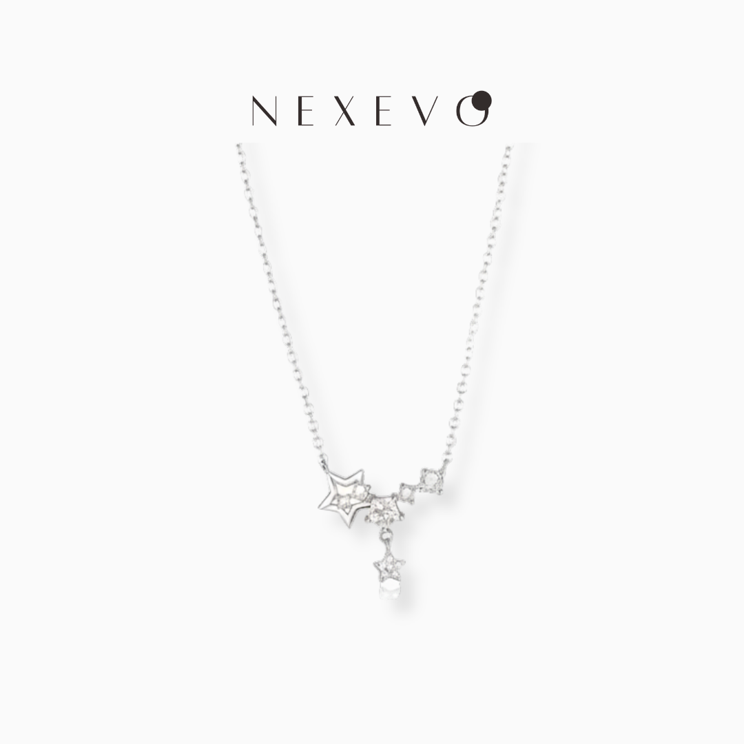 NEXEVO - สร้อยคอ Luna Aurora สร้อยคอเงิน ดีไซน์ดวงดาวเรียงตัว น้ำหนักเบา ใส่ได้ทุกวัน