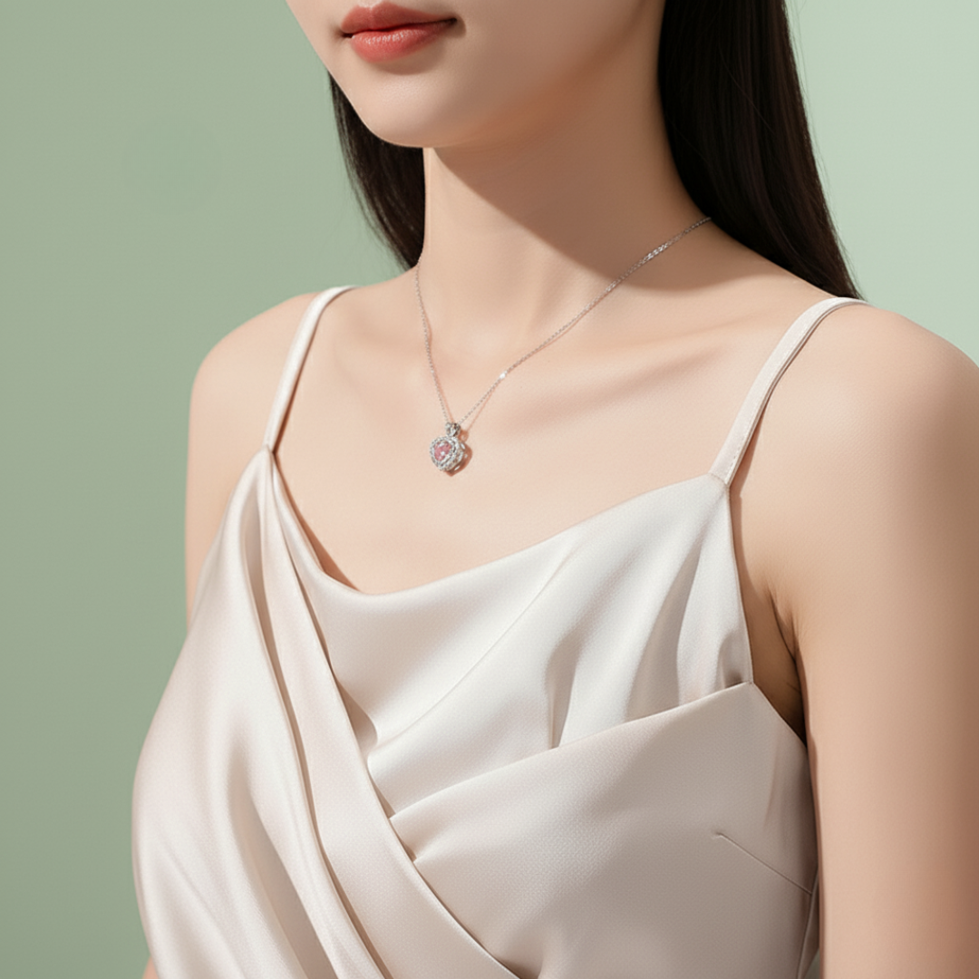 NEXEVO - สร้อยคอ Vivelle สร้อยคอเงินแท้ s925 จี้หัวใจฝังเพชร น้ำหนักเบา ใส่ออกงาน ใส่ทำงาน