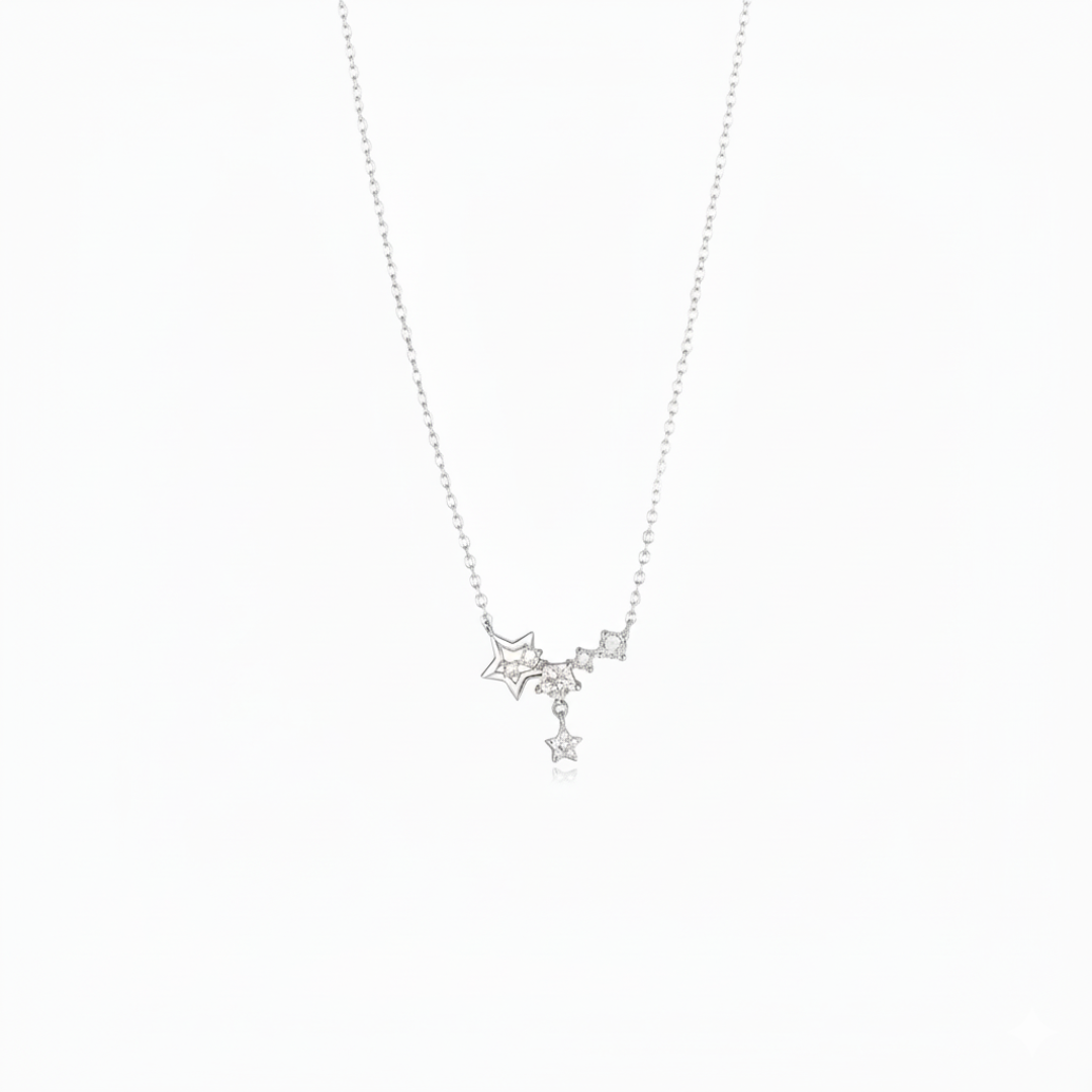NEXEVO - สร้อยคอ Luna Aurora สร้อยคอเงิน ดีไซน์ดวงดาวเรียงตัว น้ำหนักเบา ใส่ได้ทุกวัน