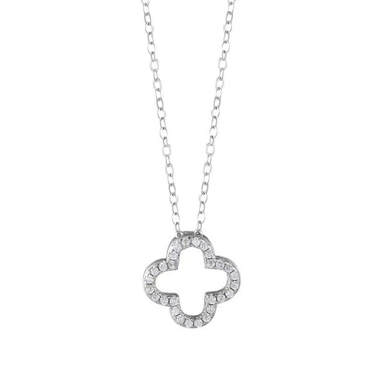 NEXEVO - สร้อยคอ Cloveré สร้อยเงินแท้ จี้โคลเวอร์ฝังเพชร สไตล์เรียบหรู เสริมโชคดี น้ำหนักเบา ใส่ได้ทุกวัน
