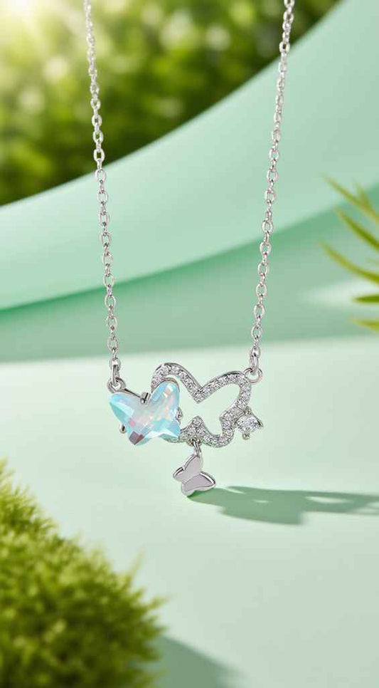 NEXEVO - สร้อยคอ Elysian Wings สร้อยคอเงิน ผีเสื้อคริสตัล สไตล์มินิมอล โรแมนติก เสริมเสน่ห์ ดึงดูดความรัก ปรับความยาวได้ น้ำหนักเบา ของขวัญให้คนสำคัญ