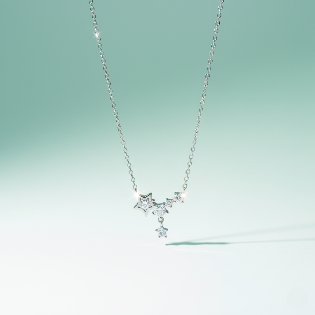 NEXEVO - สร้อยคอ Luna Aurora สร้อยคอเงิน ดีไซน์ดวงดาวเรียงตัว น้ำหนักเบา ใส่ได้ทุกวัน