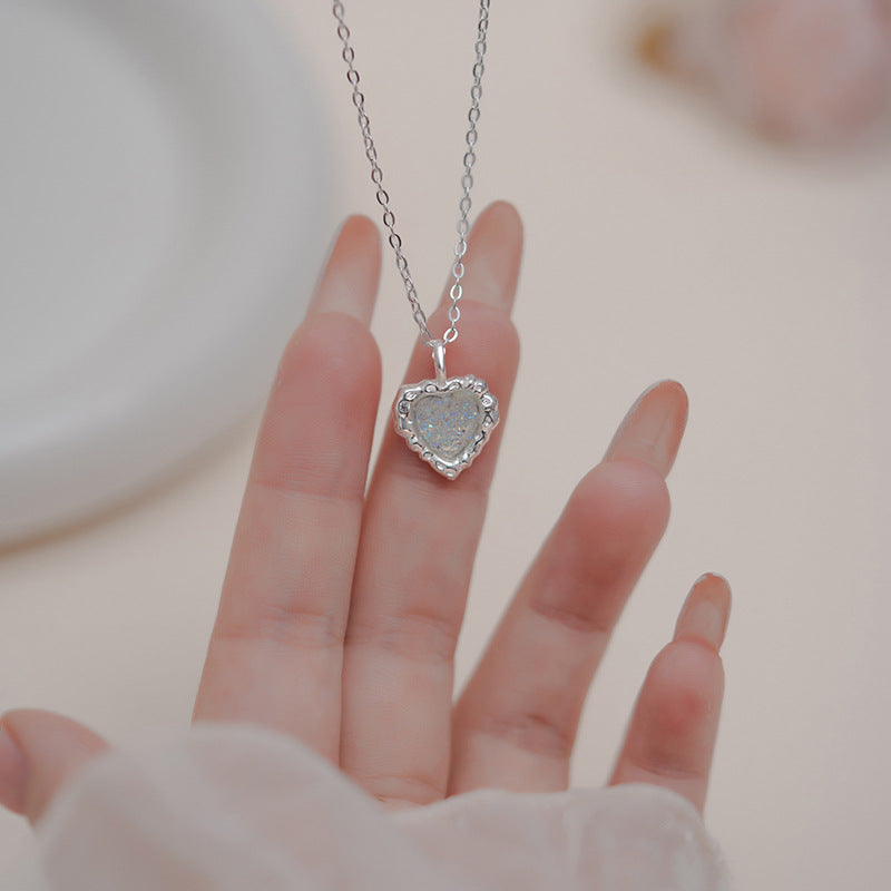 NEXEVO - สร้อยคอ Aureline สร้อยคอเงิน ดีไซน์หัวใจมินิมอล ฝังโอปอล น้ำหนักเบา ของขวัญวันเกิด