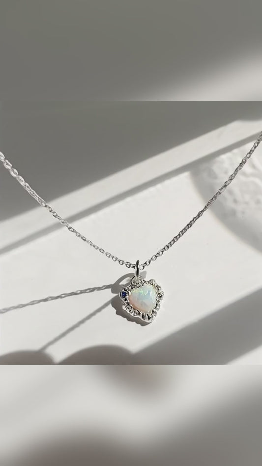 NEXEVO - สร้อยคอ Aureline สร้อยคอเงิน ดีไซน์หัวใจมินิมอล ฝังโอปอล น้ำหนักเบา ของขวัญวันเกิด